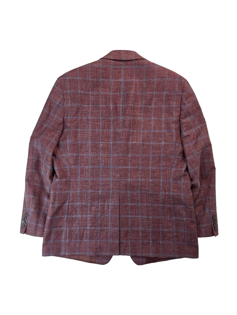 Lauren Ralph Lauren Vintage Burgundy Red Check Plaid Wool Silk Linen Blazer 44R